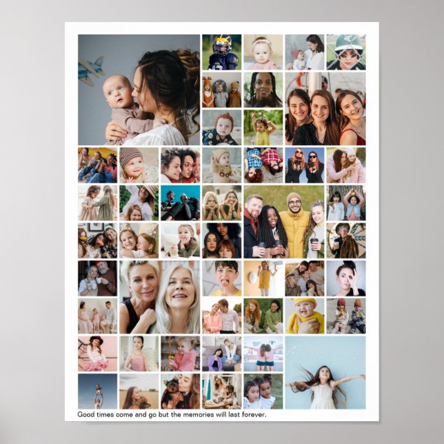 Poster Custom 50 Picture Photo Tiles Collage Memory (Frente)