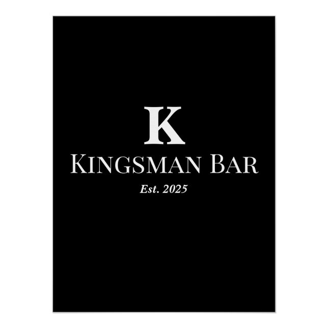 Póster Custom Bar Wall Art with Name & Monogram – Elegant (Frente)