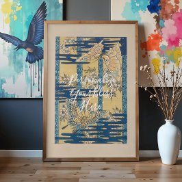Poster CUSTOM Blue Butterfly & Cloud Pattern Art
