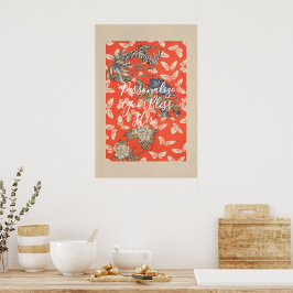 Poster CUSTOM Bold Red Japanese Butterfly Pattern Art 