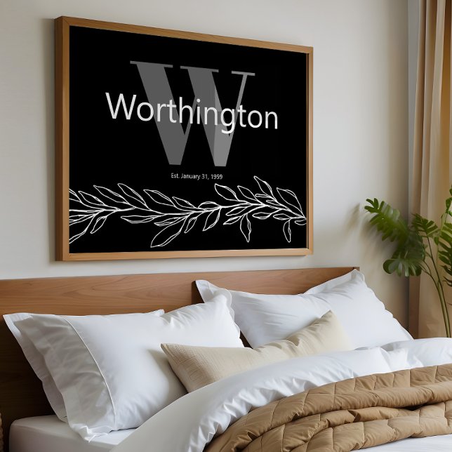 Poster Custom Couple Last Name Elegant Wedding Print (Criador carregado)