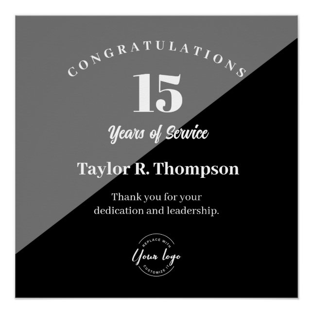 Póster Custom Employee years of service recognition logo (Frente)