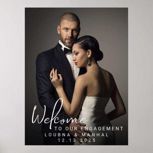 Poster Custom Engagement Photo Welcome Sign (Frente)