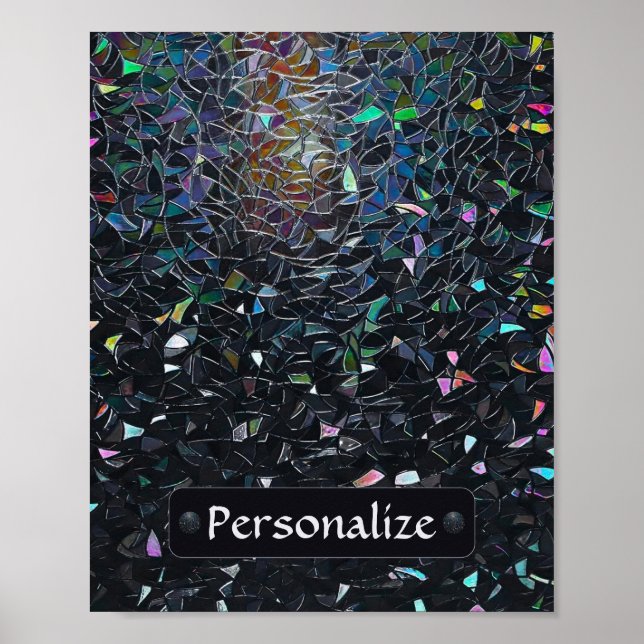 Poster Custom Iridescent Abstract Stained Glass Pattern (Frente)
