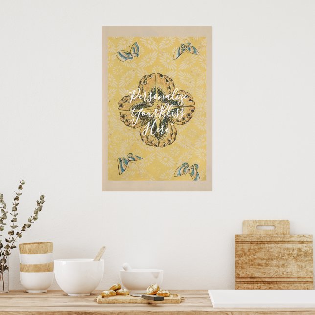 Poster CUSTOM Japanese Butterfly Floral Pattern Art | (Cozinha)
