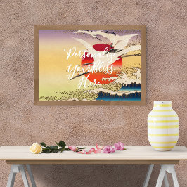 Poster CUSTOM Japanese Great Wave & Crane Art Print 