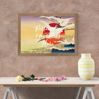 Poster CUSTOM Japanese Great Wave & Crane Art Print 