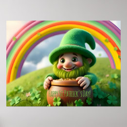 Poster Custom Leprechaun Gnome St. Patrick's Day Shamrock
