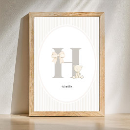 Poster Custom Letter H Nursery Wall Art - Baby Name. Prin