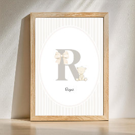 Poster Custom Letter Q Nursery Wall Art - Baby Name Print
