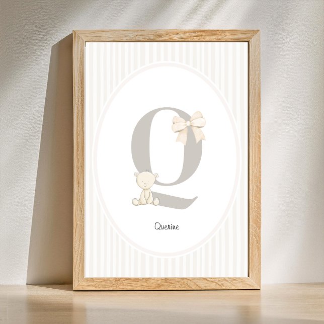 Poster Custom Letter Q Nursery Wall Art - Baby Name Print (Letter Q Nursery Wall Art - Custom Baby Name Print)