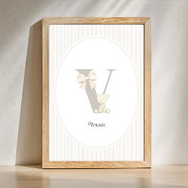 Poster Custom Letter V Nursery Wall Art - Baby Name Print