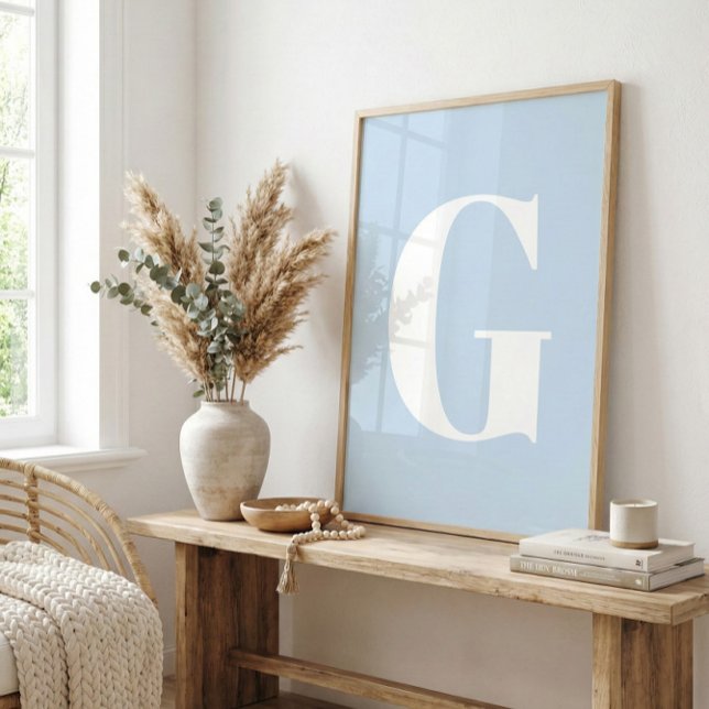 Poster Custom Mid Century Retro Letter Initial Icy Blue (Criador carregado)