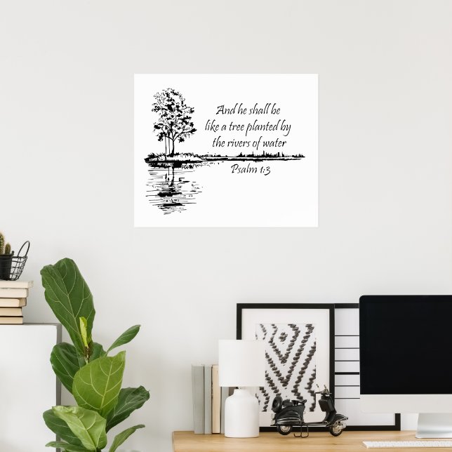 Poster Custom Name Encouraging Scripture Psalm 1:3  (Escritório em casa)