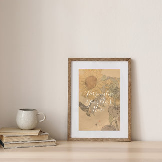 Poster CUSTOM Nostalgic Sunflower & Bird Art Print 
