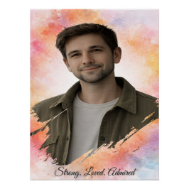 Póster Custom Photo Watercolor Valentine’s Gift for Him