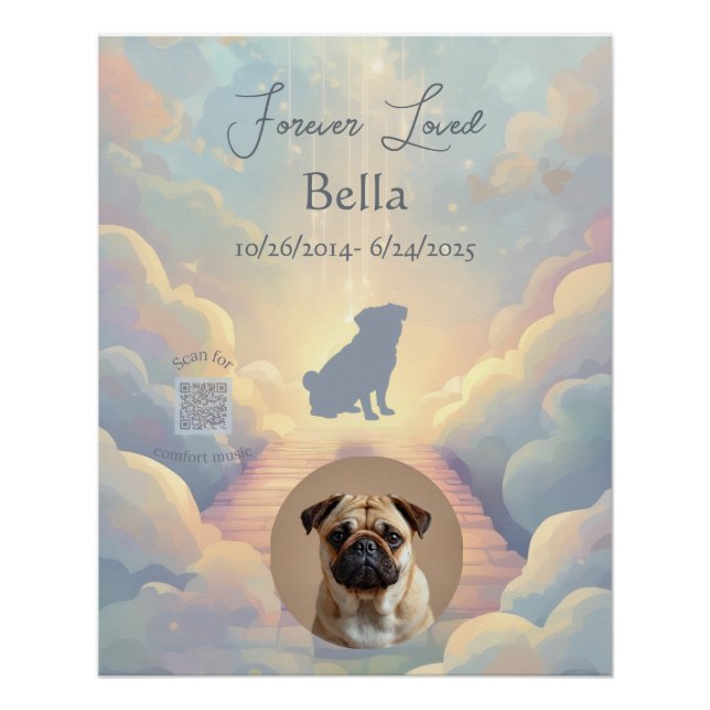 Póster Custom Pug Rainbow Bridge Memorial Poster – Blue (Frente)