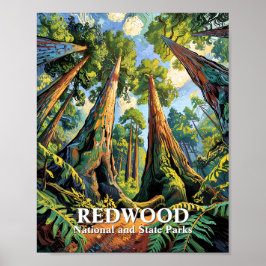 Poster Custom Redwoods National Park California Van Gogh