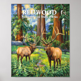 Poster Custom Text Elk Redwood California Forest Van Gogh