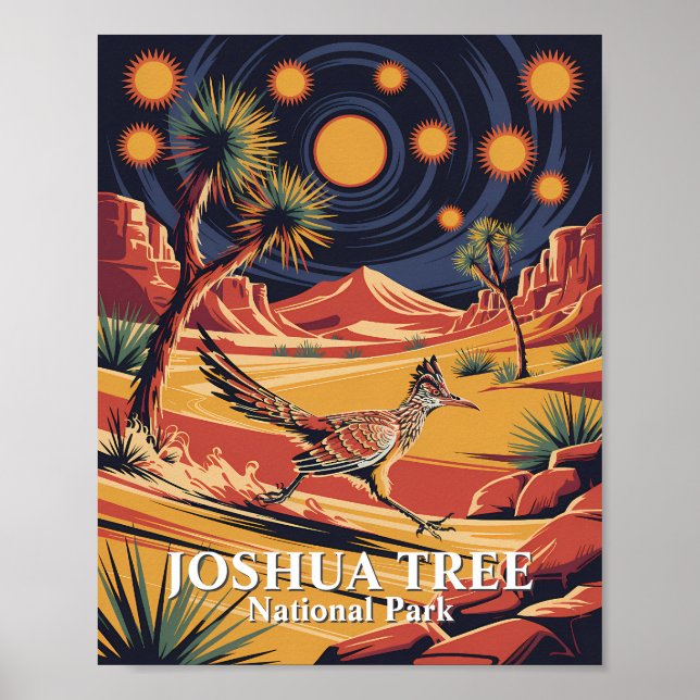 Poster Custom Text Joshua Tree Wildlife Roadrunner Desert (Frente)