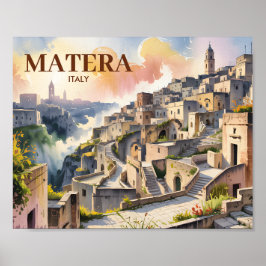 Poster  Custom Text Matera Italy Travel Sassi di Matera