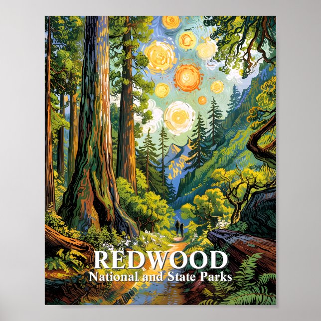 Poster Custom Van Gogh Redwood National Park Hiking Trail (Frente)
