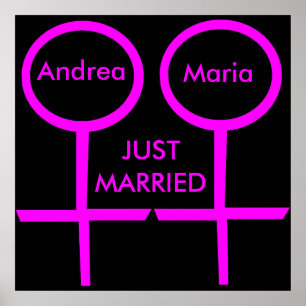 Poster customizável do recem casados lésbica dos