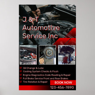 Poster Customize Auto Repair Garage Service List With Log