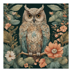 Póster Cuta de Coruja de Cottagecore