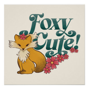 Póster Cuta Foxy com Flores