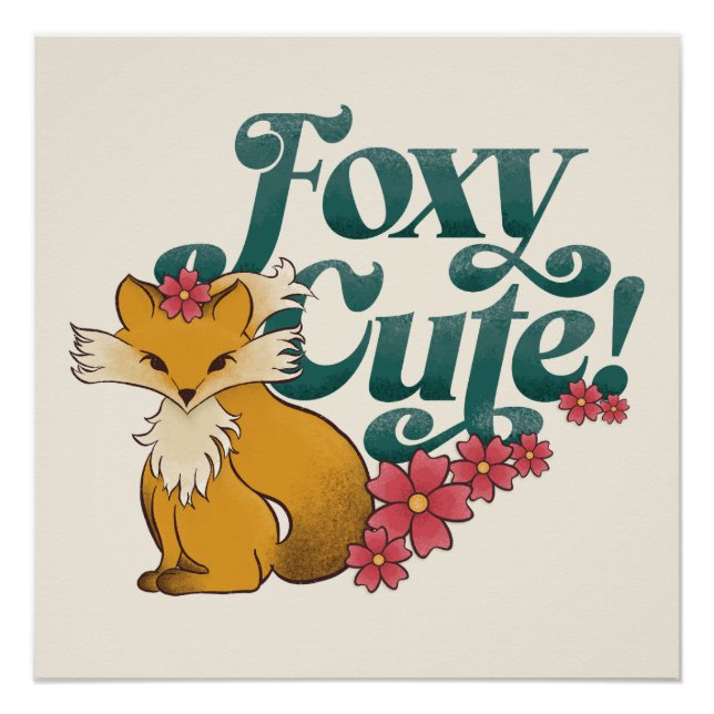 Póster Cuta Foxy com Flores (Frente)