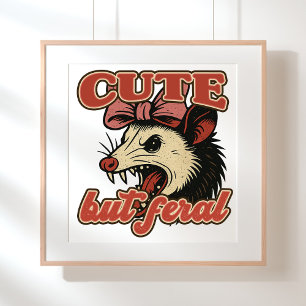 Poster Cuta Mas Feral Possum: Humor Sarcástico Vintage