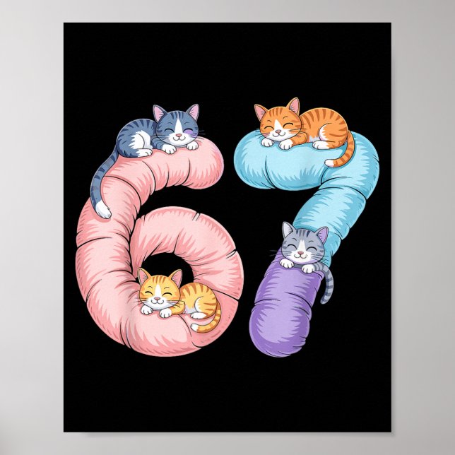 Poster Cute 67 Cat Meme Design  (Frente)