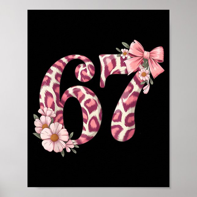 Poster Cute 67 Meme Nk Bow Leopard Floral For Girl Women  (Frente)