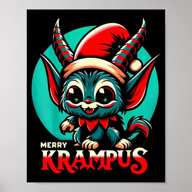 Poster Cute Alegre Krampus Natal Férias 30's Retro Ca (Frente)