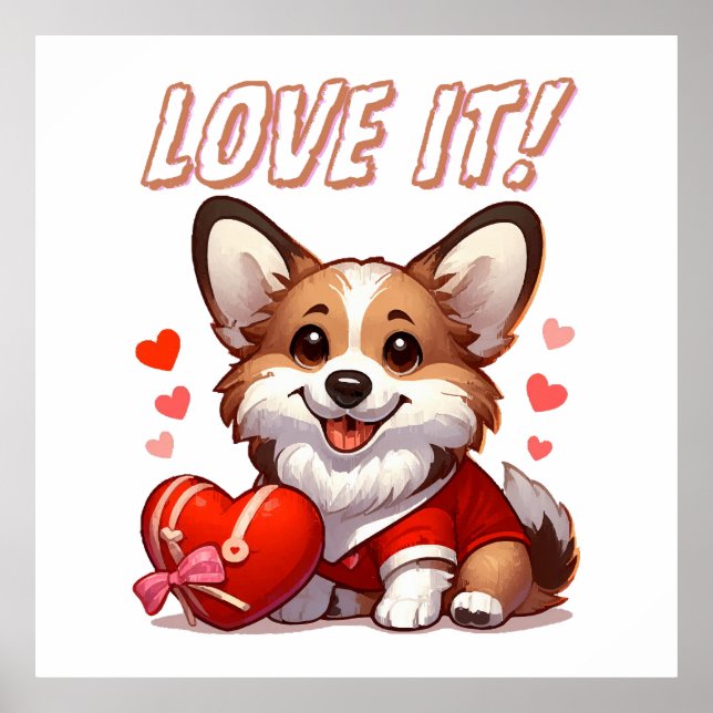 Poster Cute Amor de Corgi (Frente)