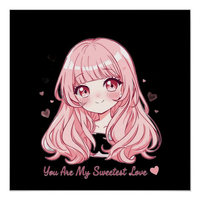 Póster Cute Anime Valentine Sweatshirt (Frente)