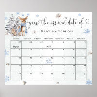Cute Baby Deer Winter Adivinha o calendário da dat