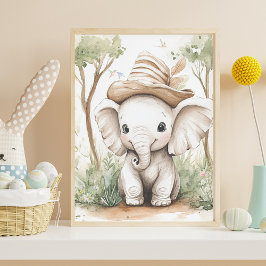 Póster Cute Baby Elephant
