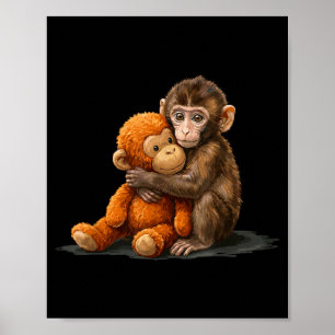 Poster Cute baby monkey punch meme Soco de macaco bebê fo