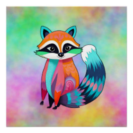 Póster Cute Baby Raccoon
