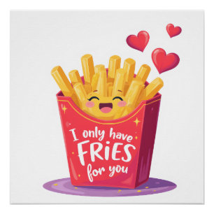 Póster Cute Batata Frita de Dia dos Namorados Trocadilho