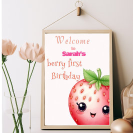 Poster Cute Berry no primeiro aniversário de morango