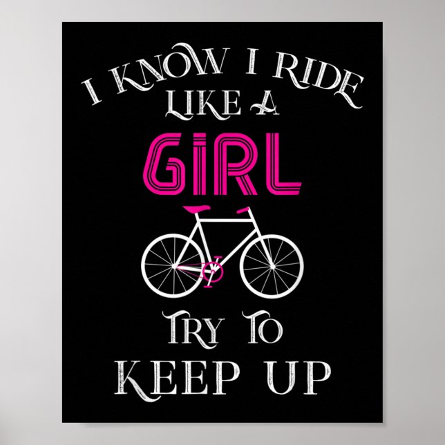 Poster Cute Bicycle Bike Woman Girl Female Cyclist (Frente)