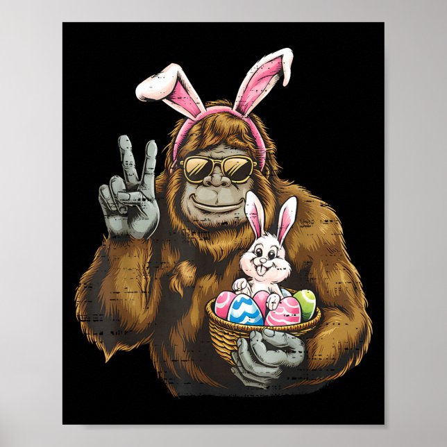 Poster Cute bigfoot coelho sasquatch dia da Páscoa mascul (Frente)