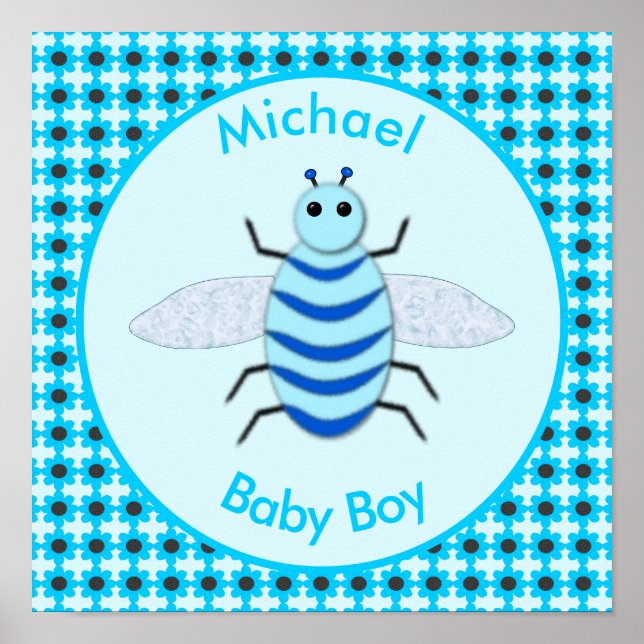 Poster Cute Blue Baby Boy Personalizado (Frente)