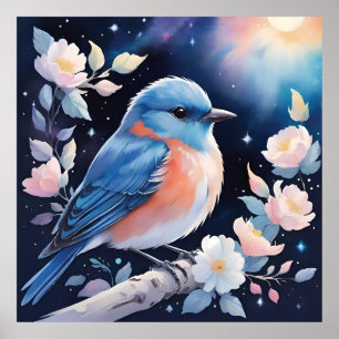 Poster Cute blue bird illustration
