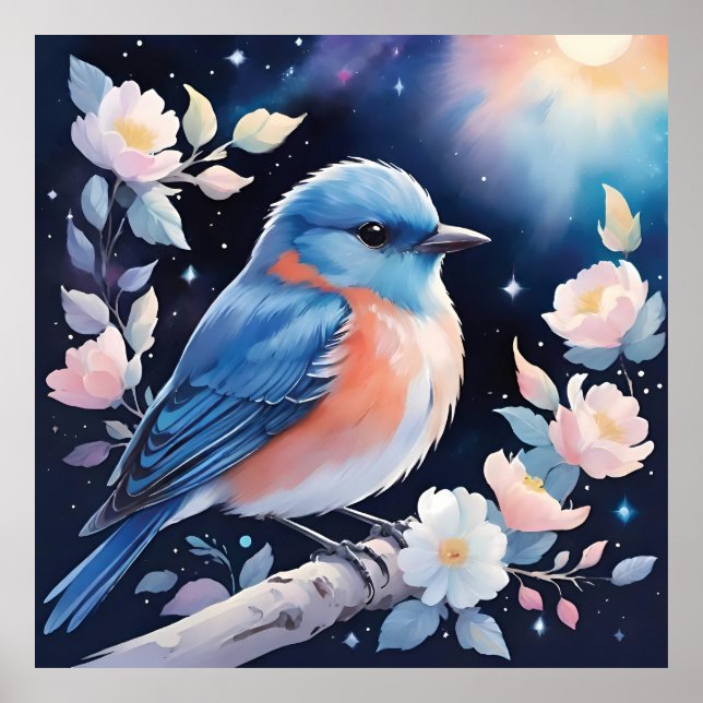 Poster Cute blue bird illustration (Frente)