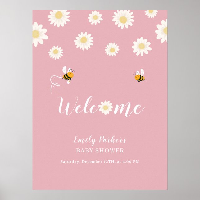 Poster Cute Boho Daisy Bloom - Sinal de boas-vindas do Ch (Frente)