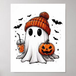 Poster Cute Bougie Ghost Café Halloween Pumpkin Spooky